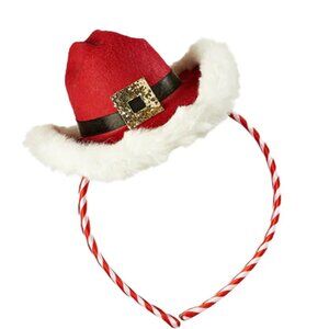 Miniature Cowboy Hat Santa Adult Headband